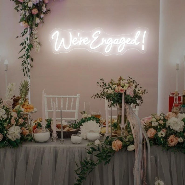 We're Engaged Wedding LED Neon Sign by LEDNeons -  Cool White
