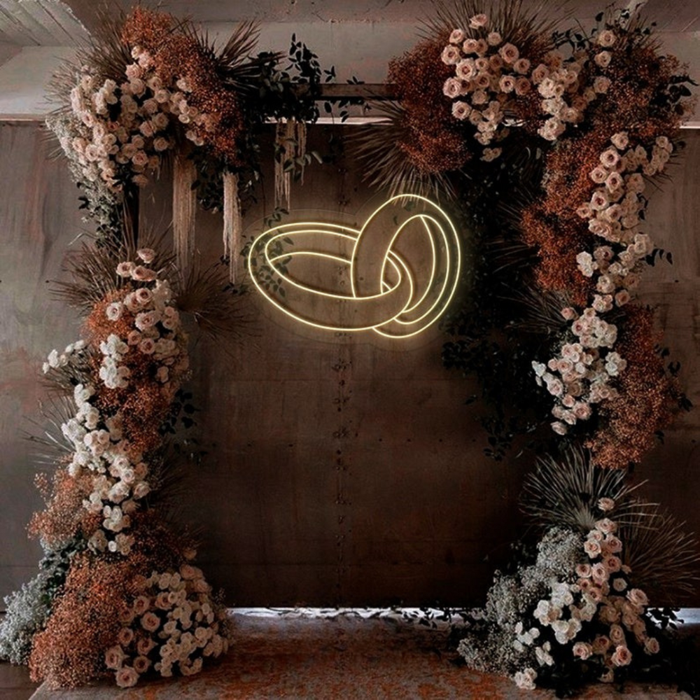 Wedding Rings Wedding LED Neon Sign by LEDNeons - Decorate your Big day with this glowing Neon Sign 
