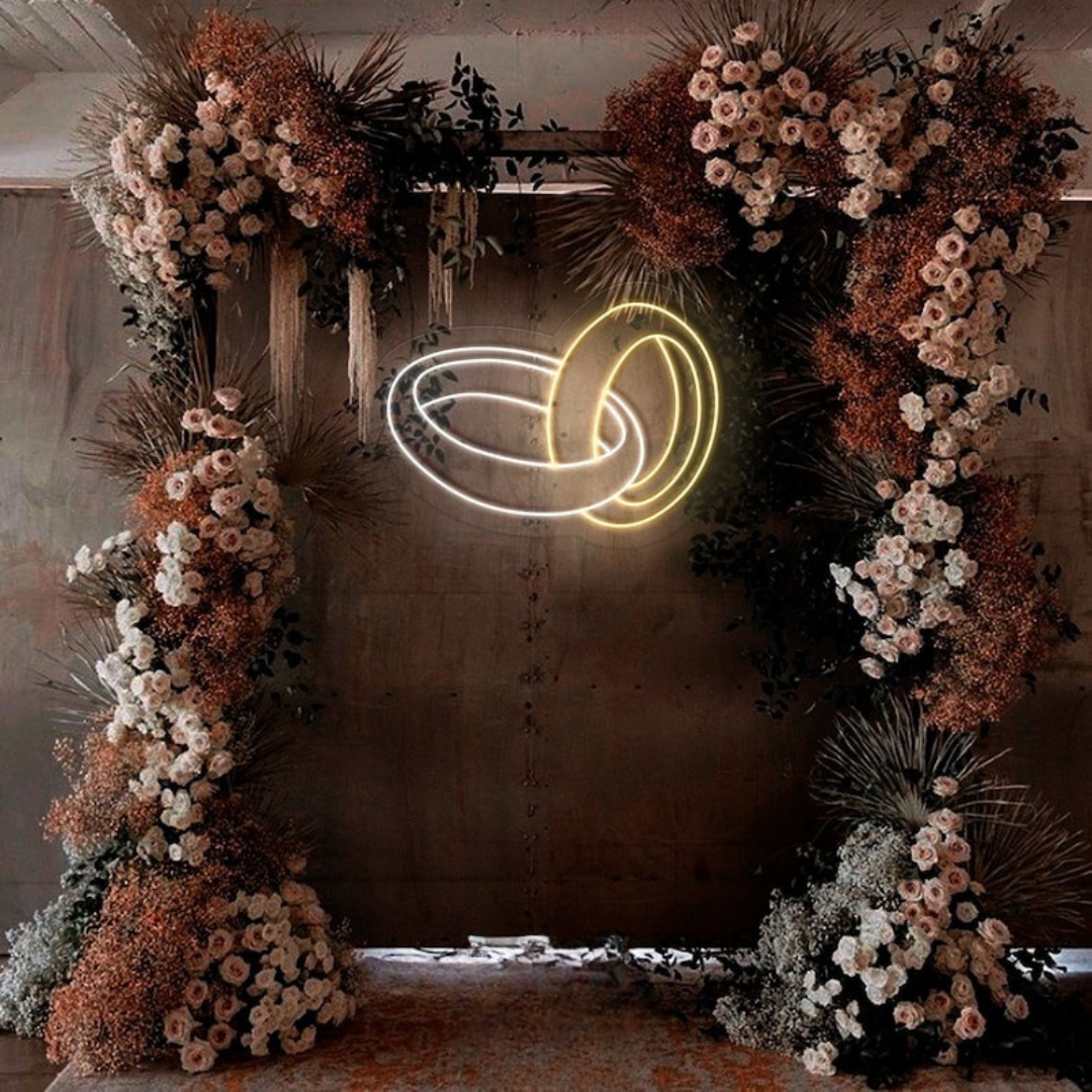 Wedding Rings Wedding LED Neon Sign by LEDNeons - Decorate your Big day with this glowing Neon Sign 