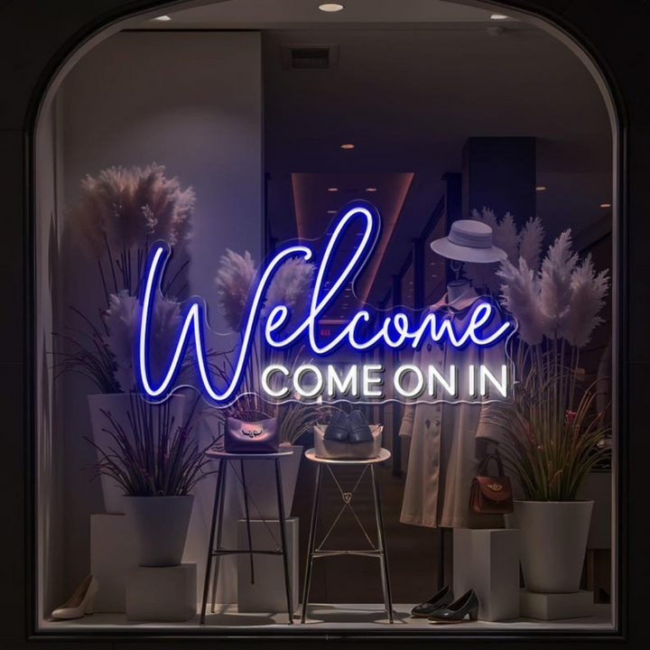 Welcome Come On In” Business Neon Sign by LEDNeons - Bright Up your Business with this bright Neon Sign 
