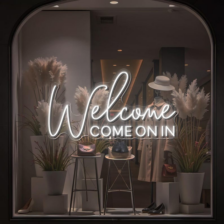 Welcome Come On In” Business Neon Sign by LEDNeons - Bright Up your Business with this bright Neon Sign 
