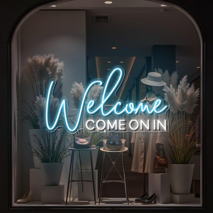Welcome Come On In” Business Neon Sign by LEDNeons - Bright Up your Business with this bright Neon Sign 