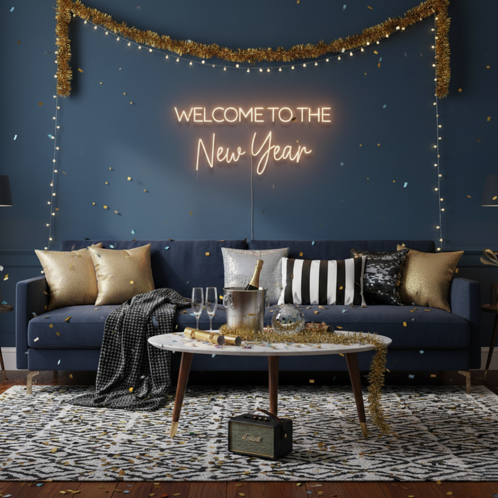 Welcome To The New Year Neon Sign by LEDNeons – Festive LED Wall Light for New Year Celebration