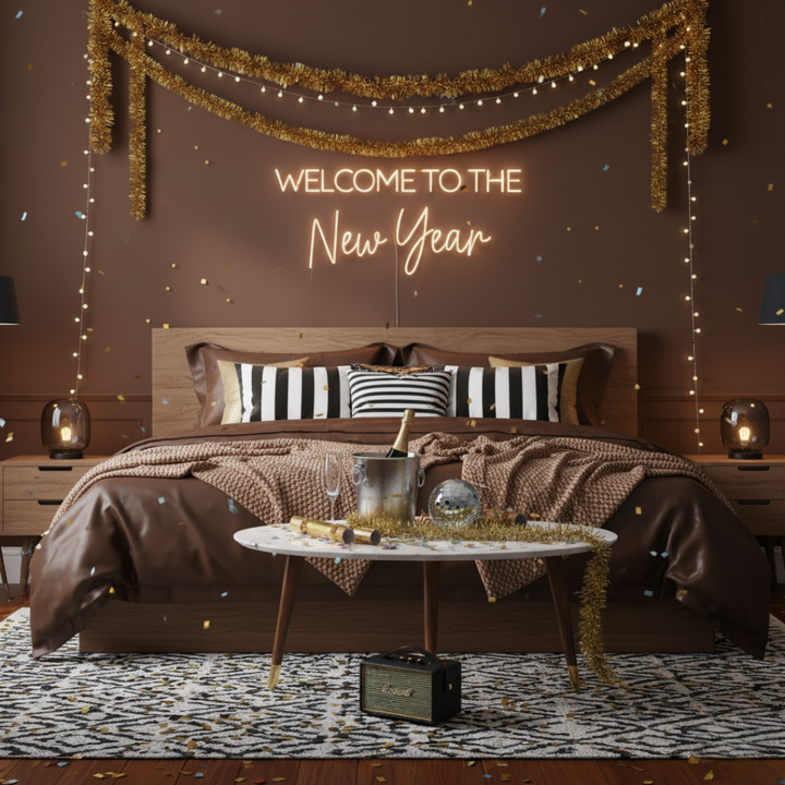 Welcome To The New Year Neon Sign by LEDNeons – Festive LED Wall Light for New Year Celebration