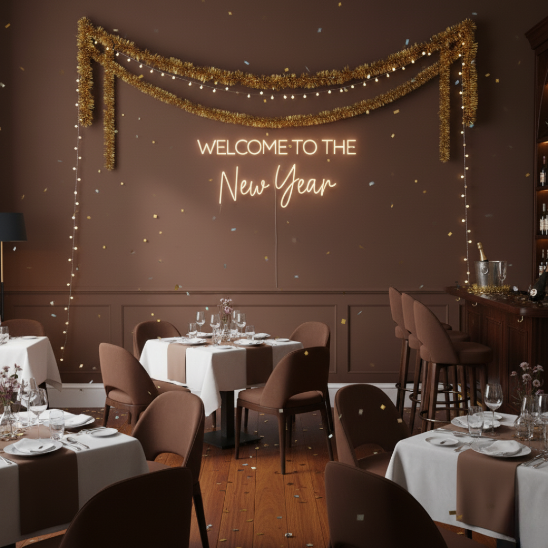 Welcome To The New Year Neon Sign by LEDNeons – Festive LED Wall Light for New Year Celebration