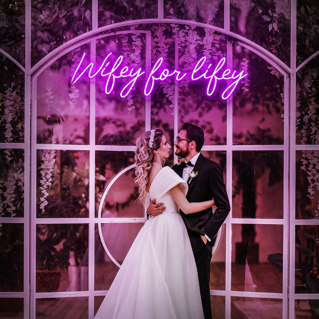 Wifey for Lifey Wedding LED Neon Sign by LEDNeons - Celebrate your Big day with this bright neon sign 