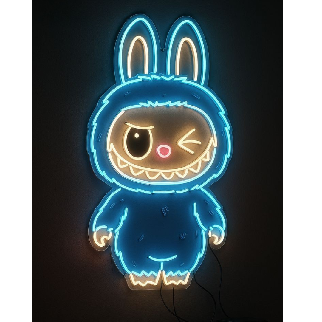 Winking Labubu LED Neon Sign By LedNeons.com - Decor your Home Space With this playful Neon Sign.