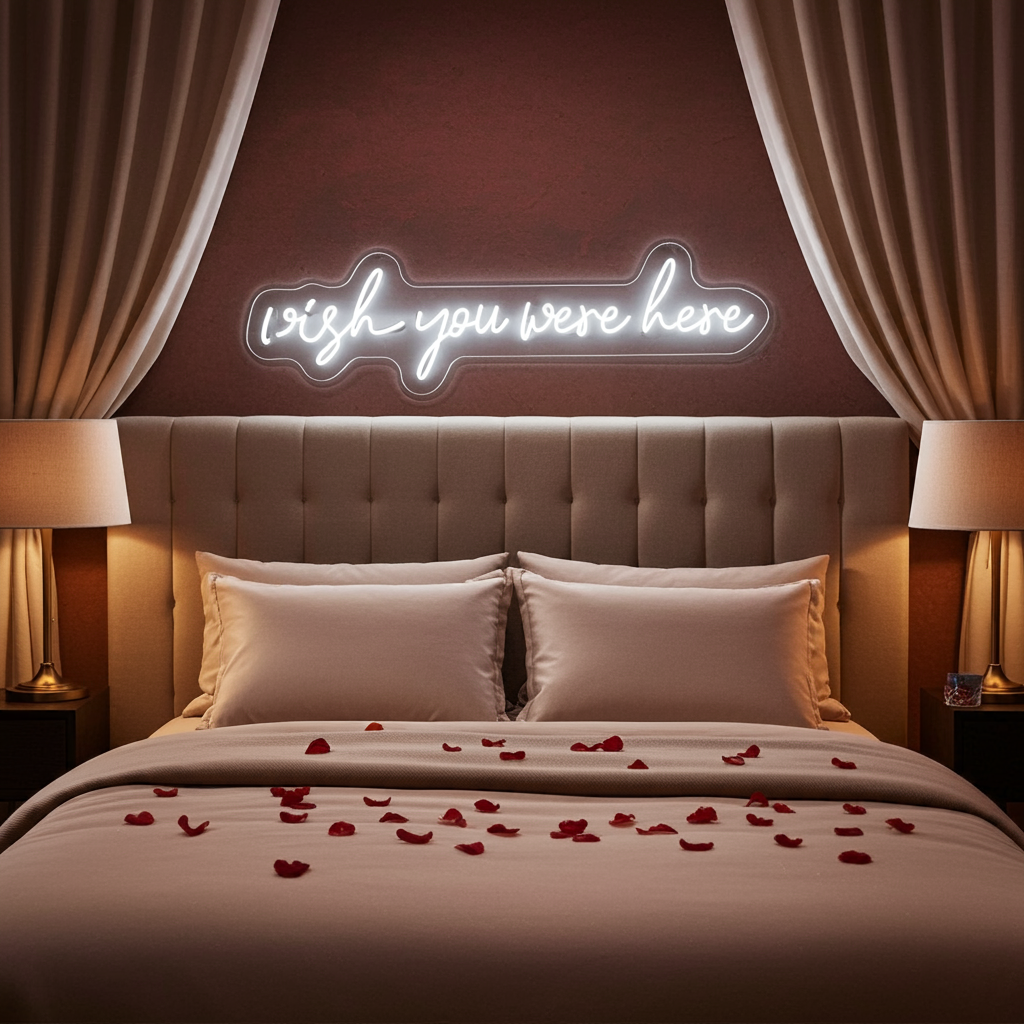 Wish You Were Here Valentine's Day Neon Sign by LEDNeons - perfect for Valentine’s parties, proposals, or date nights.