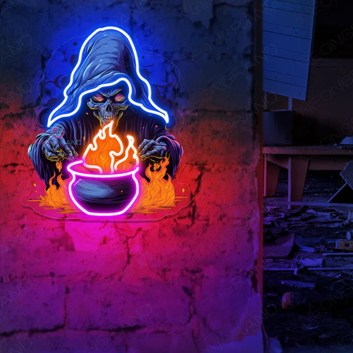 Witch Cauldron Halloween LED Neon Sign by LEDNeon's - Transform your space with Halloween LED Neon Sign