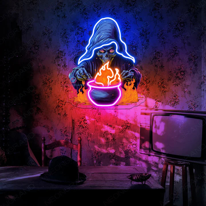 Witch Cauldron Halloween LED Neon Sign by LEDNeon's - Transform your space with Halloween LED Neon Sign