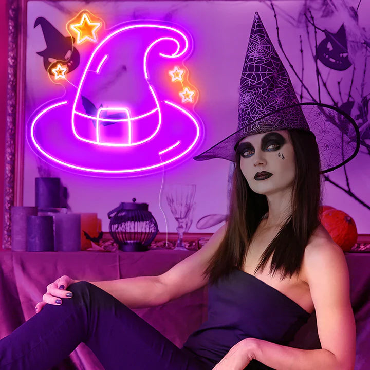 Witch Halloween LED Neon Sign by LEDNeons  - with girl
