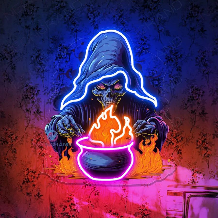 Witch Cauldron Halloween LED Neon Sign by LEDNeons