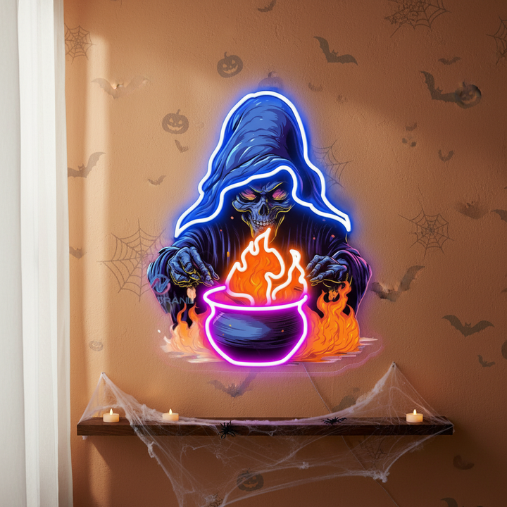 Witch Cauldron Halloween LED Neon Sign by LEDNeons
