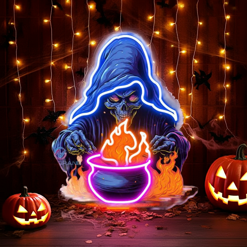 Witch Cauldron Halloween LED Neon Sign by LEDNeons