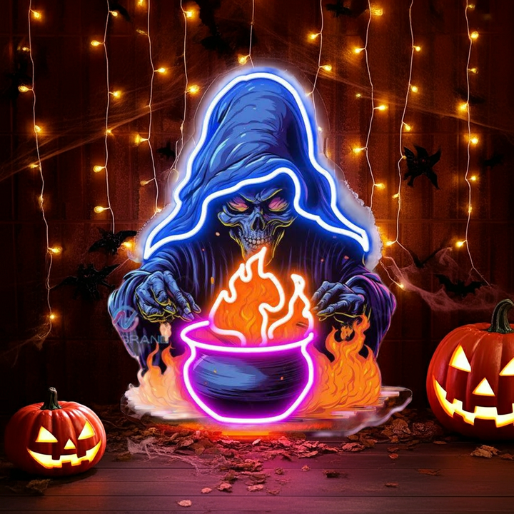 Witch Cauldron Halloween LED Neon Sign by LEDNeons