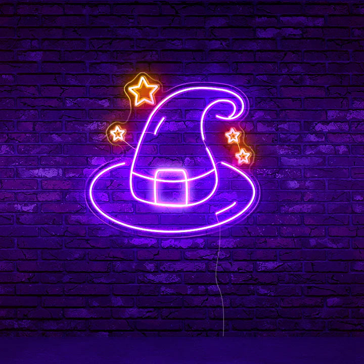 Witch Hat Halloween LED Neon Sign by LEDNeons - On Wall