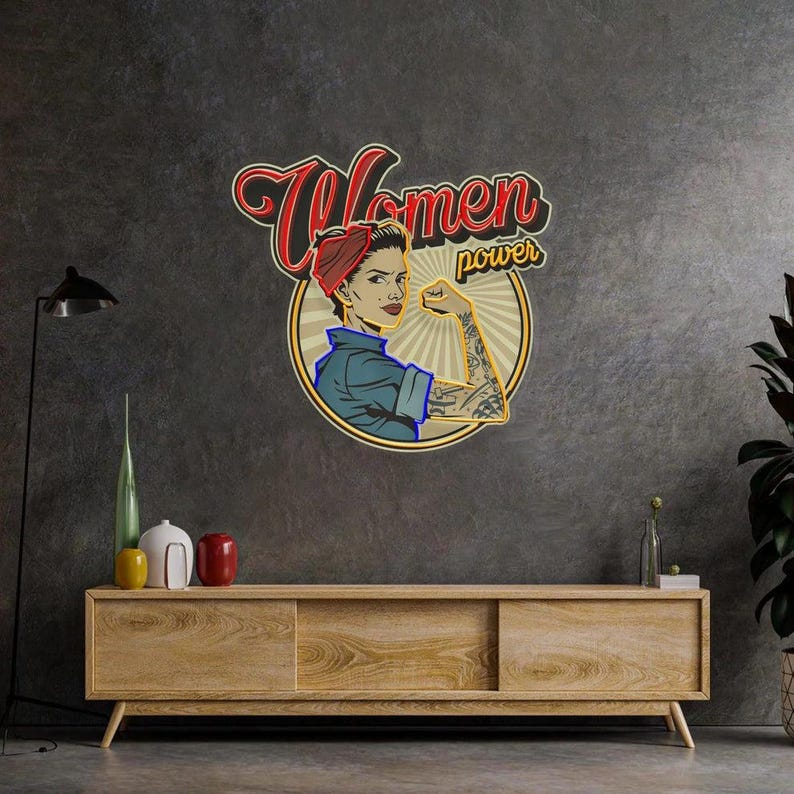 Women In Power UV Art LED Neon Sign  by LEDNeons - designed to inspire and enhance modern wall décor