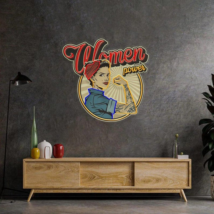 Women In Power UV Art LED Neon Sign  by LEDNeons - designed to inspire and enhance modern wall décor
