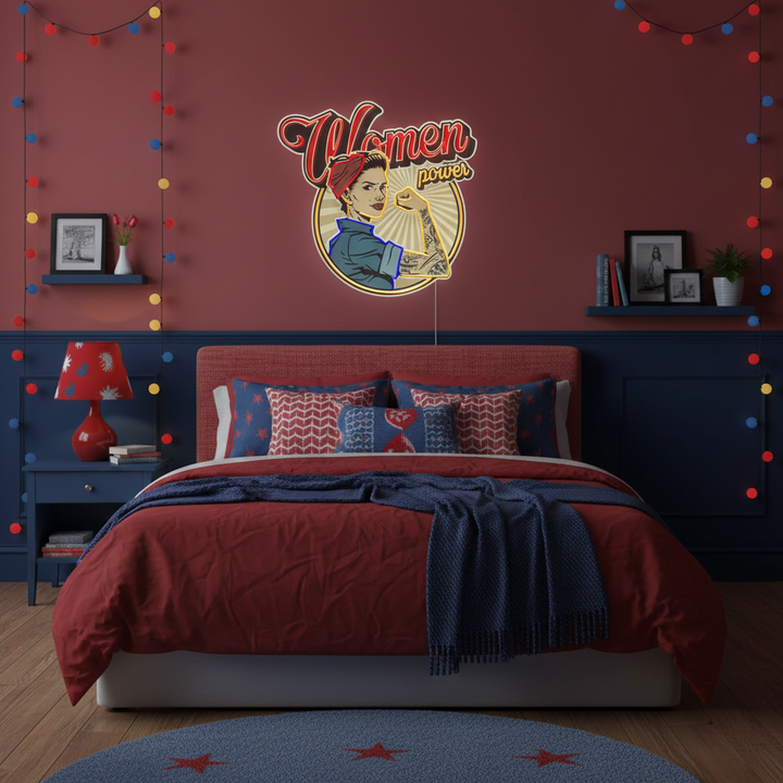 Women In Power UV Art LED Neon Sign  by LEDNeons - designed to inspire and enhance modern wall décor