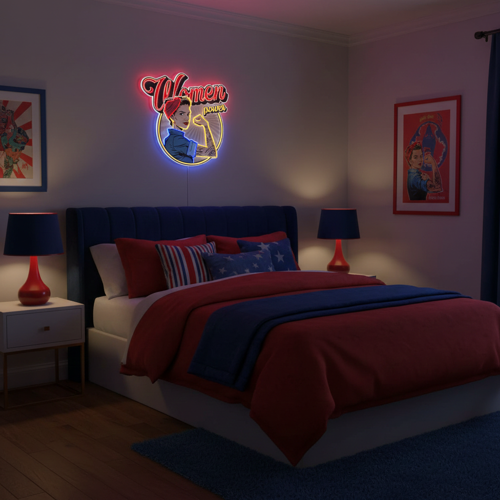 Women In Power UV Art LED Neon Sign  by LEDNeons - designed to inspire and enhance modern wall décor