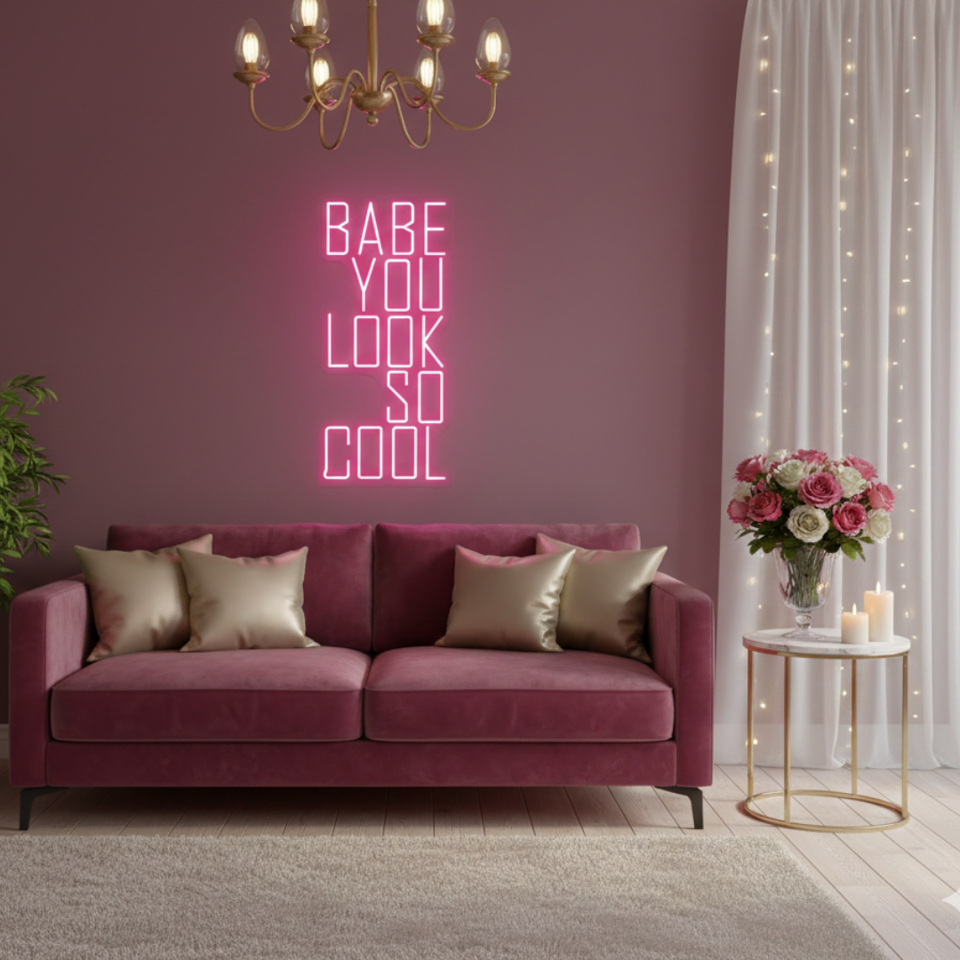 You Look So Cool Babe Valentine's Day LED Neon Sign by LEDNeons - Pink 
