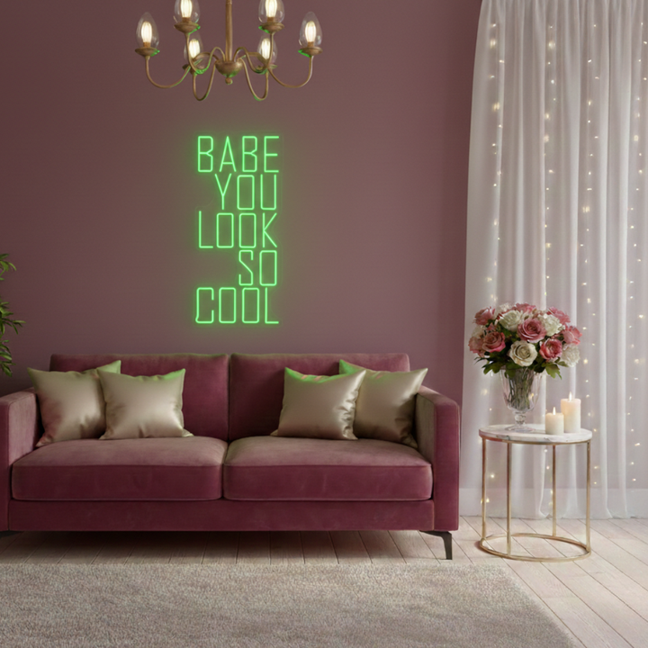 You Look So Cool Babe Valentine's Day LED Neon Sign by LEDNeons - green 