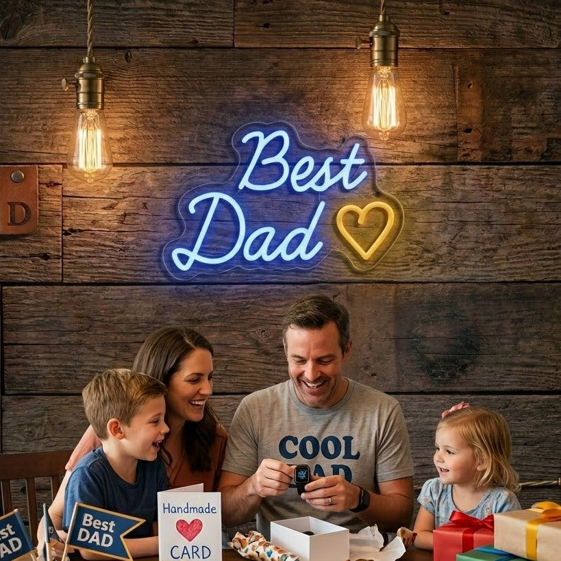 Best Dad Neon Sign Personalized LED Wall Decor