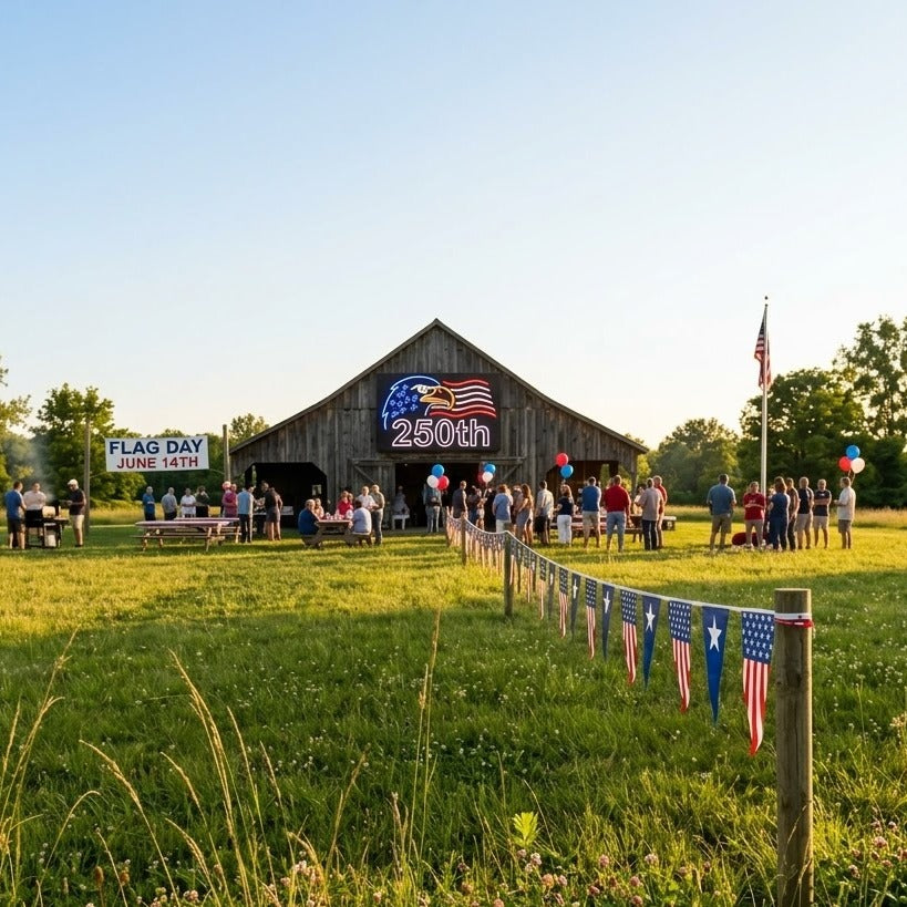 250th Anniversary Eagle Neon Sign at Flag Day Celebration