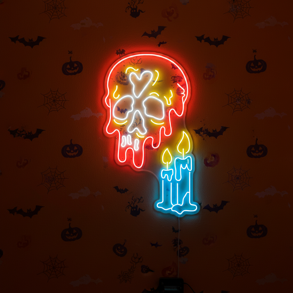 Decoration Skull Halloween LED Neon Sign by LEDNeons - spooky wall art for Halloween décor and photo backdrops