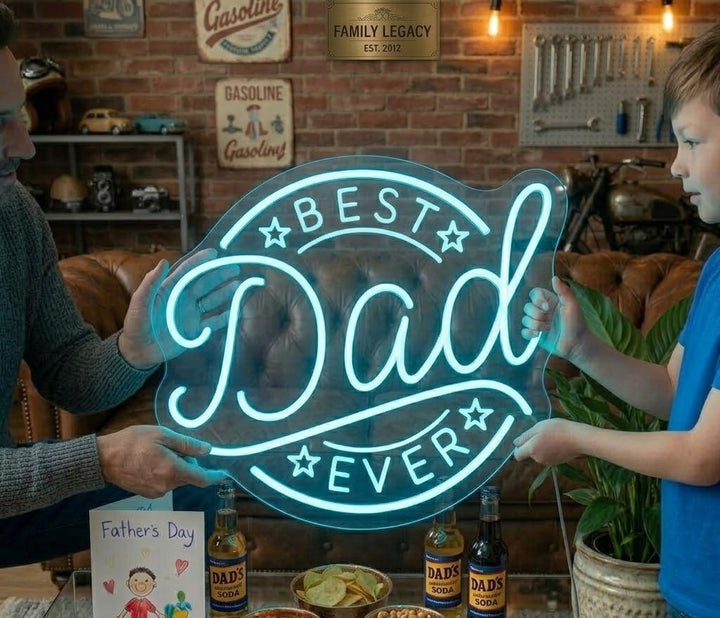 Best Dad LED Neon Sign Father's Day Wall Decor