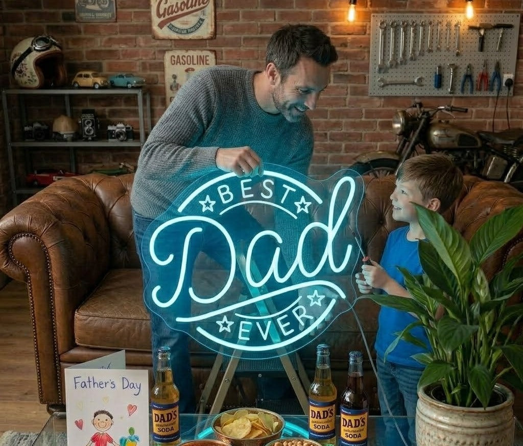 Best Dad LED Neon Sign Father's Day Wall Decor
