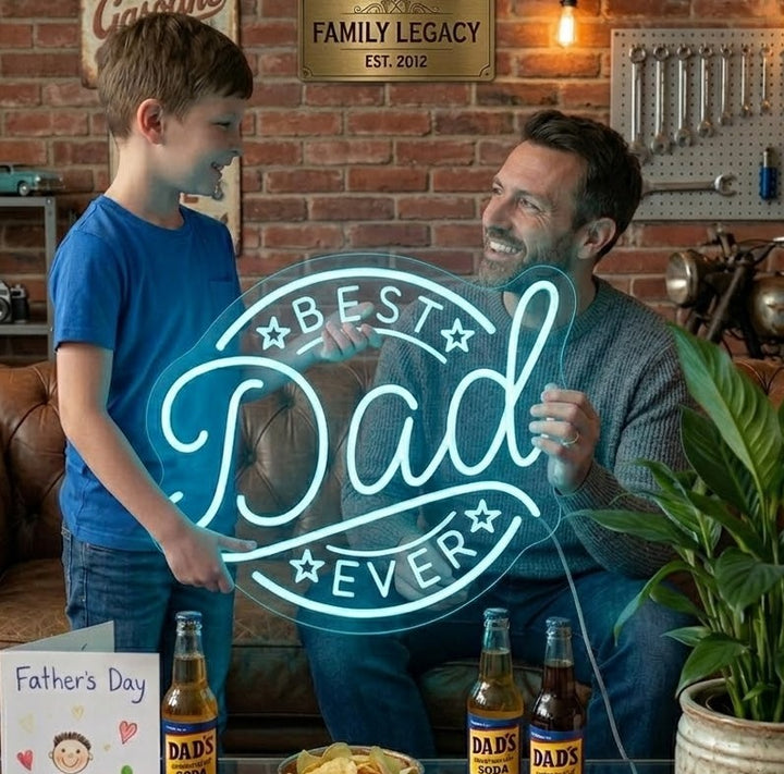 Best Dad LED Neon Sign Father's Day Wall Decor