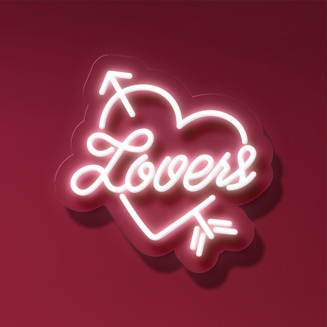 Lovers with Arrow Inside the Heart Valentine's Day Neon Sign