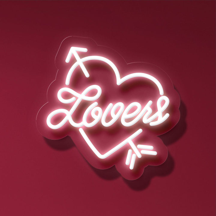 Lovers with Arrow Inside the Heart Valentine's Day Neon Sign