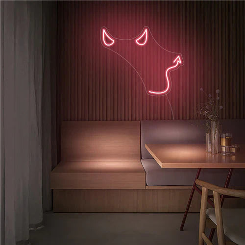 Devil Halloween LED Neon Sign by LEDNeons  - Light Pink