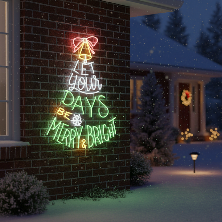 Let Your Days Be Merry & Bright Christmas Tree Merry Christmas Neon Sign