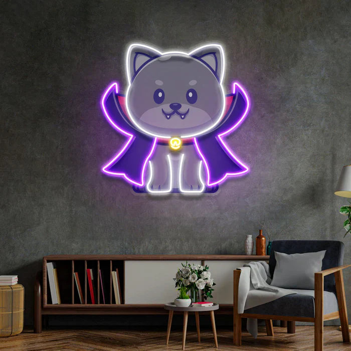 Dracula Dog Halloween LED Neon Sign by LEDNeons - Console View
