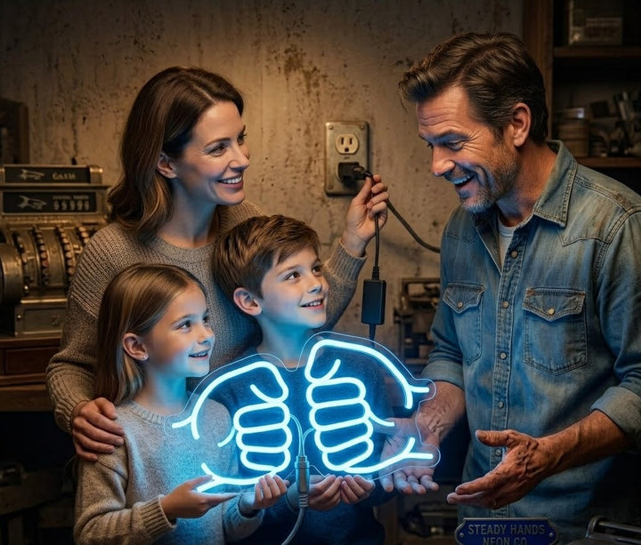 Neon Fist Bump Sign – Perfect Gift for Father’s Day