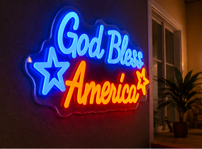 God Bless America Neon Sign Patriotic LED Wall Light