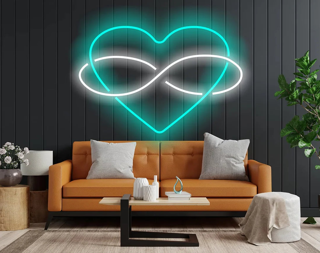 Heart Sign with Infinity Valentine's Day LED Neon Sign by LEDNeons - great for couples and love-inspired spaces. red and white  - gray and white