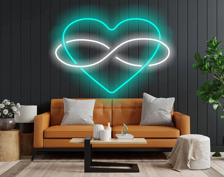 Heart Sign with Infinity Valentine's Day LED Neon Sign by LEDNeons - great for couples and love-inspired spaces. red and white  - gray and white