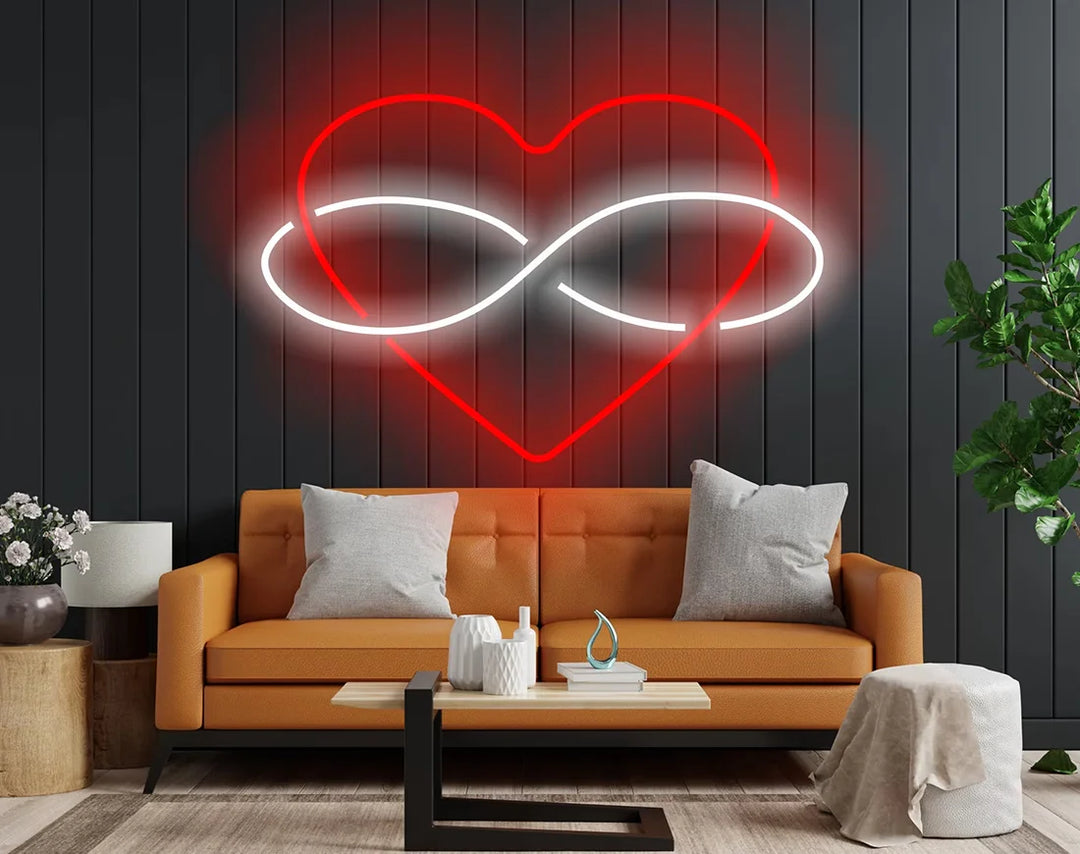 Heart Sign with Infinity Valentine's Day LED Neon Sign by LEDNeons - great for couples and love-inspired spaces. red and white 