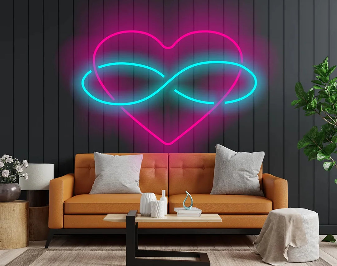 Heart Sign with Infinity Valentine's Day LED Neon Sign by LEDNeons - great for couples and love-inspired spaces. pink and ice blue 