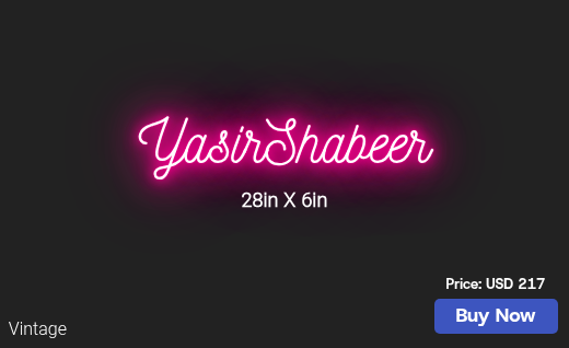 CUSTOM NEON SIGN FOR Yasir Codeblue