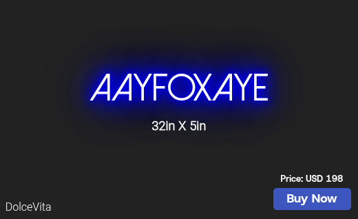 CUSTOM NEON SIGN FOR Aayfoxaye
