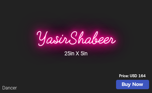 CUSTOM NEON SIGN FOR Yasir Codeblue
