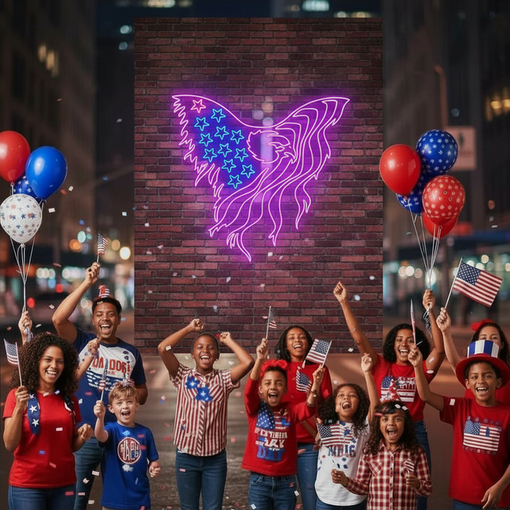 USA Eagle LED Neon Sign for Fourth of July Decorations