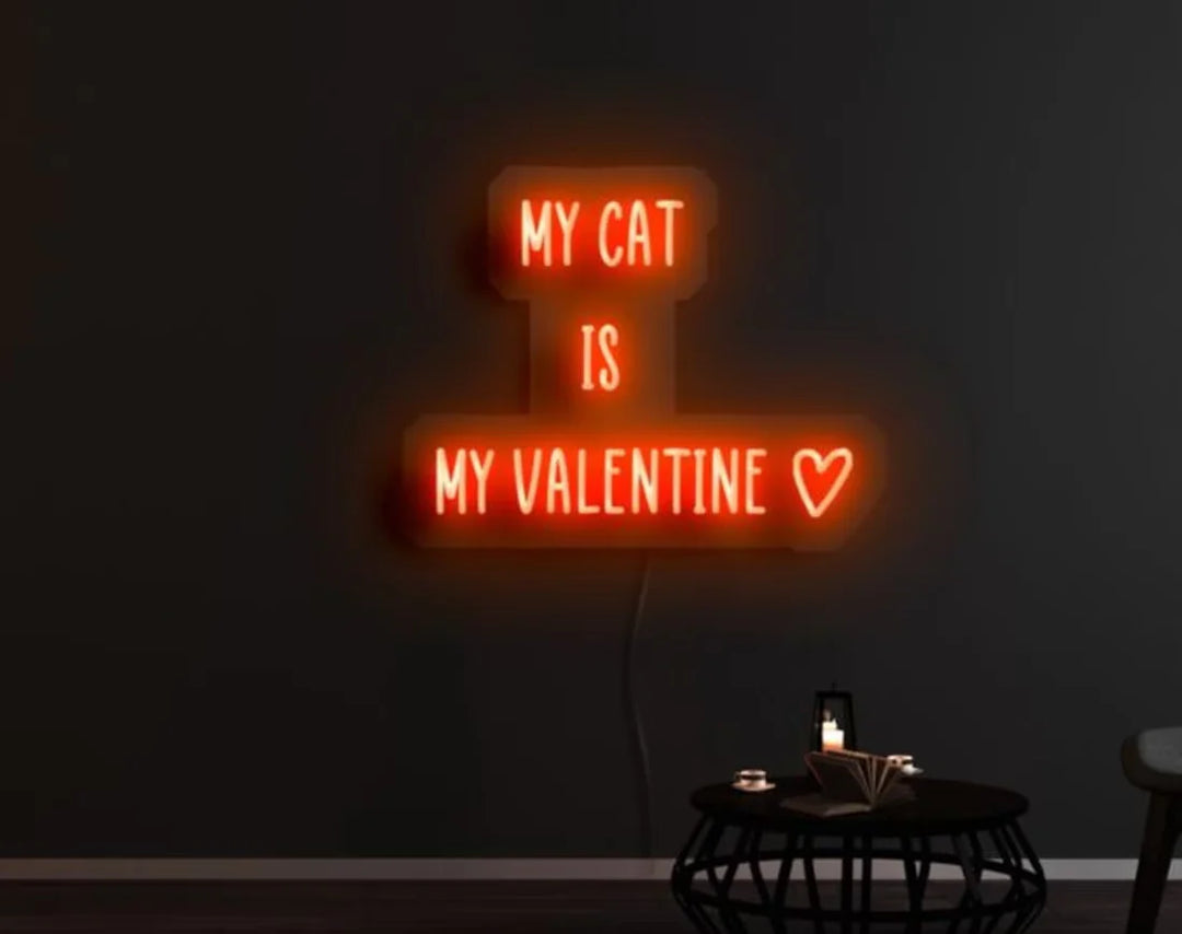 My Cat Is My Valentine Valentine's Day LED Neon Sign by LEDNeons - adding a cool vibe to any romantic space.