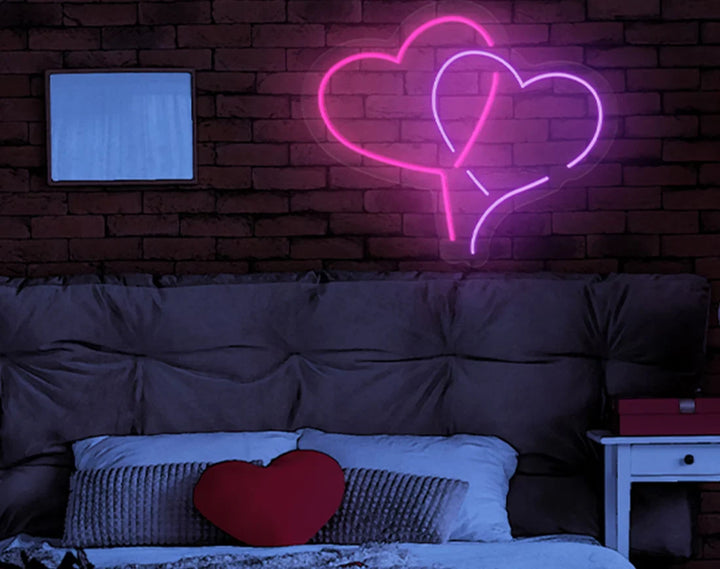 Neon Hearts Valentine's Day Neon Sign by LEDNeons – Light up your space with this glowing heart design.