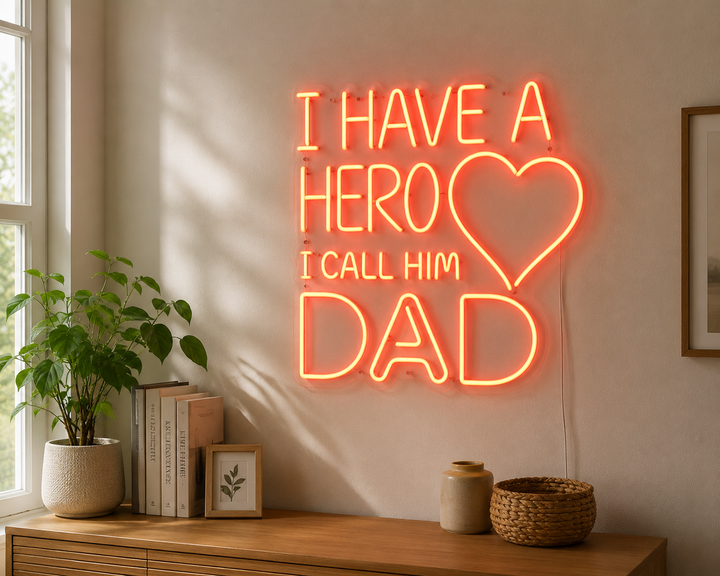 I Have A Hero I Call Him Dad Neon Sign – Father's Day Gift for Dad